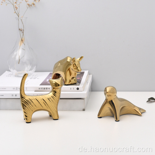 goldene keramische Tierornamente Wohnzimmer weiche Dekorationen